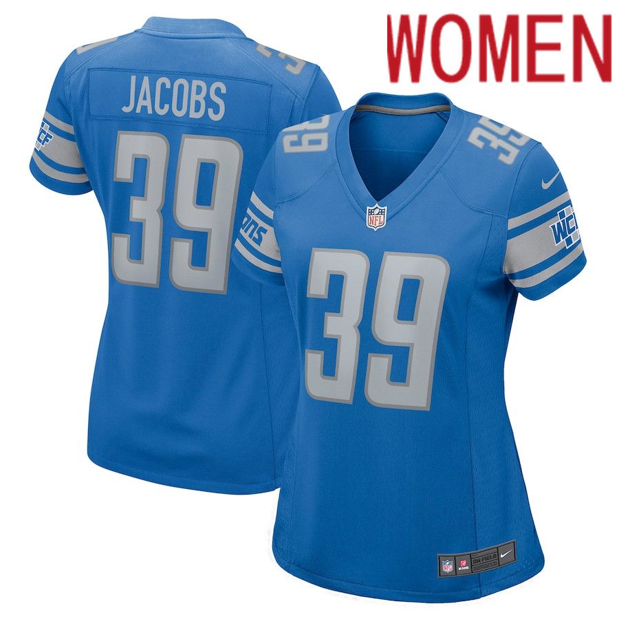 Women Detroit Lions #39 Jerry Jacobs Nike Blue Nike Game NFL Jersey->women nfl jersey->Women Jersey